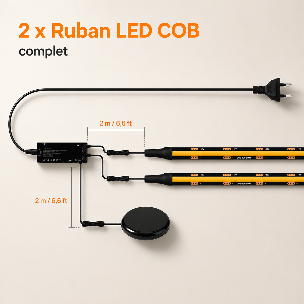LUMA™ | Kit Ruban LED COB Tactile Haut de Gamme Sunova Home