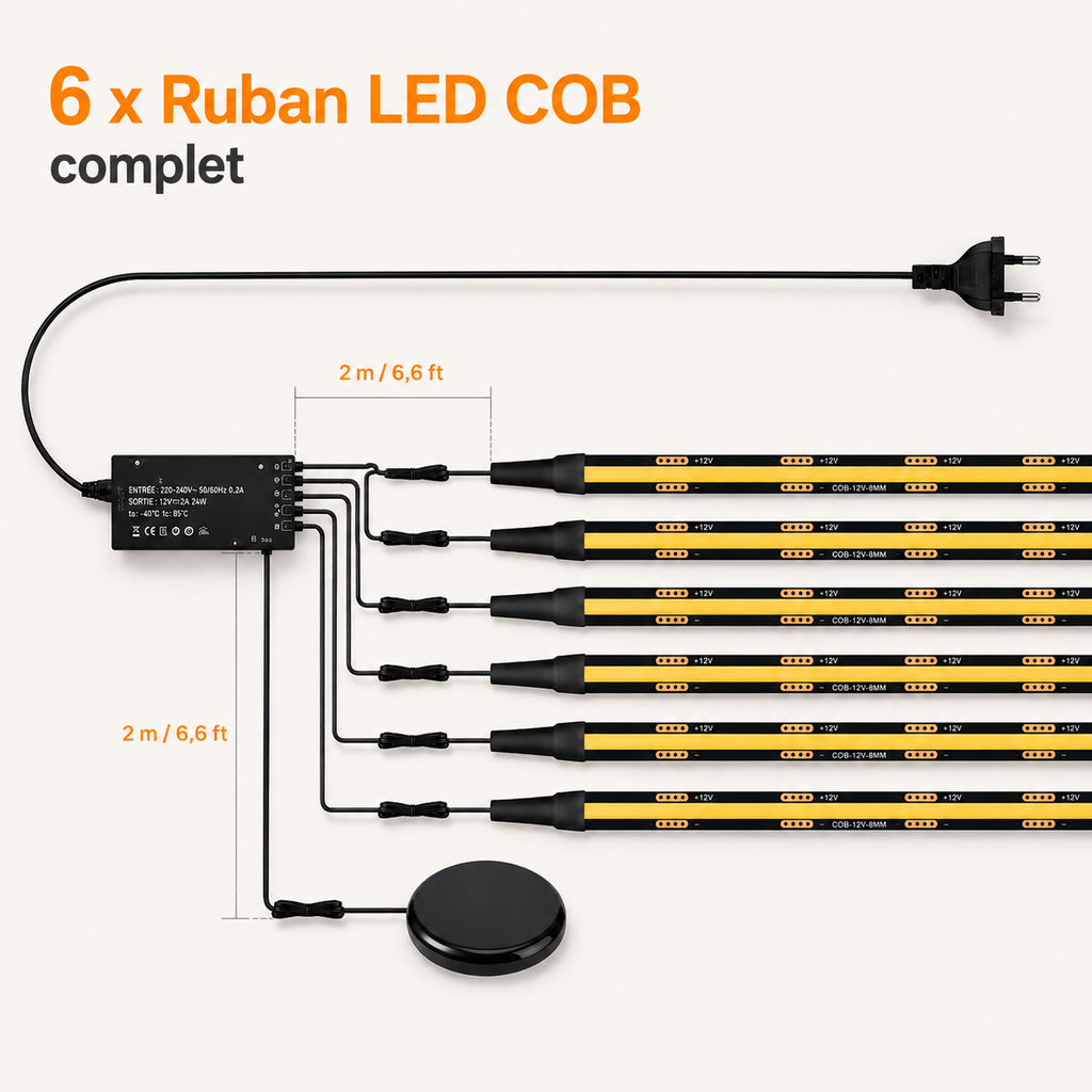 LUMA™ | Kit Ruban LED COB Tactile Haut de Gamme Sunova Home
