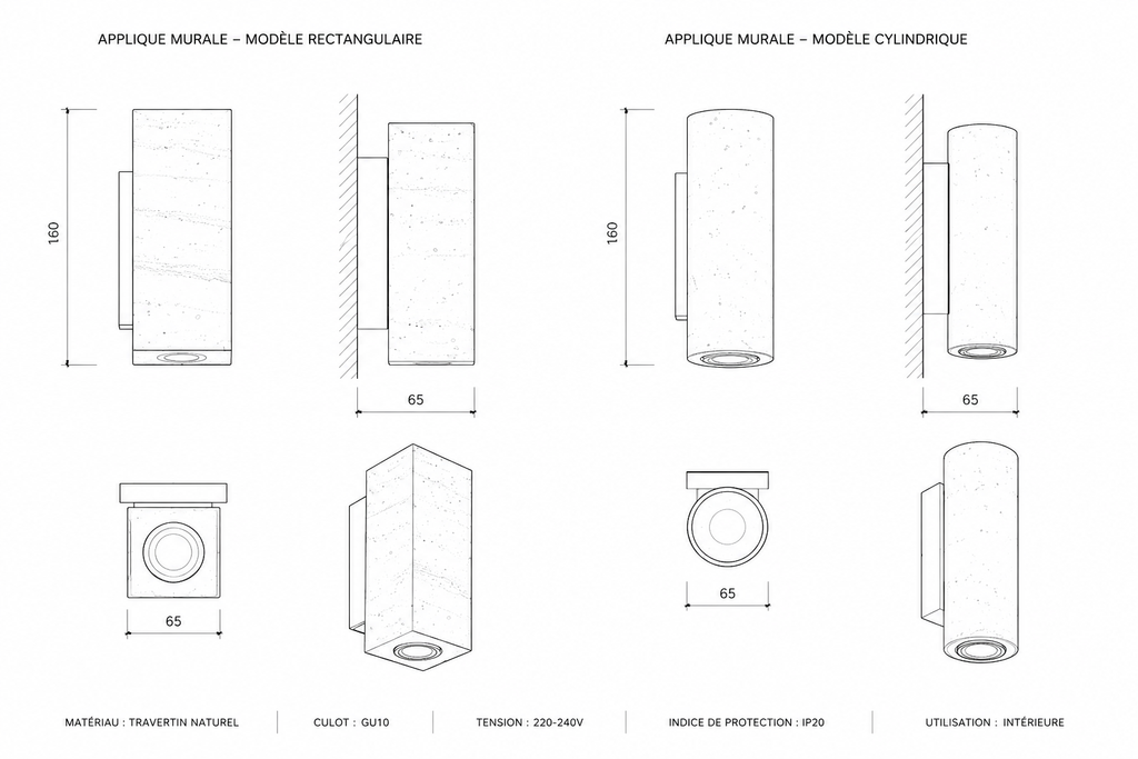SORA™ | Applique Murale en Travertin Sunova Home