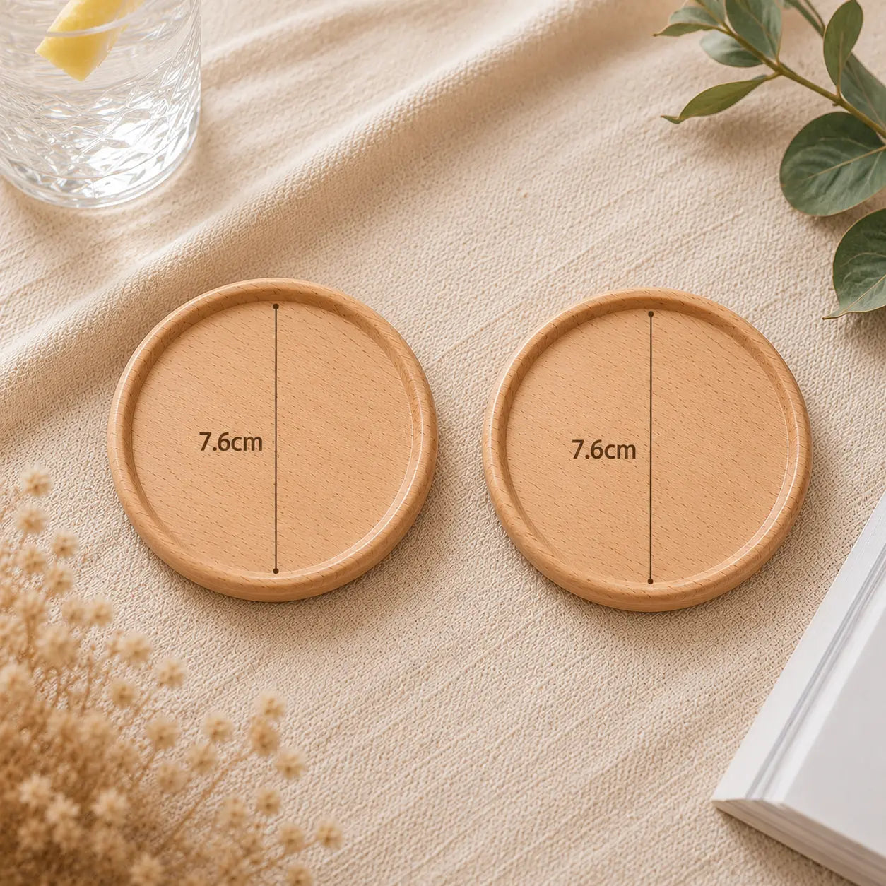 Sous-verres LUNA™ – Bois Naturel Sunova Home