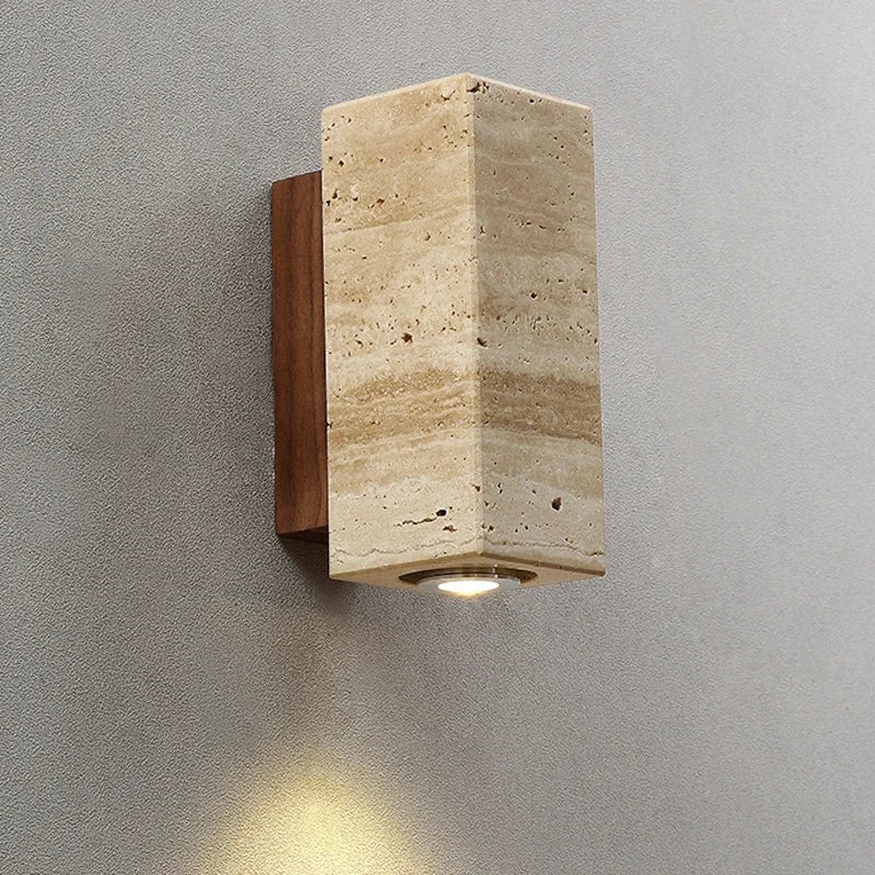 Wabi Sabi jaune marbre applique Led chevet japon chambre salon applique murale travertin escalier couloir décor applique Sunova Home
