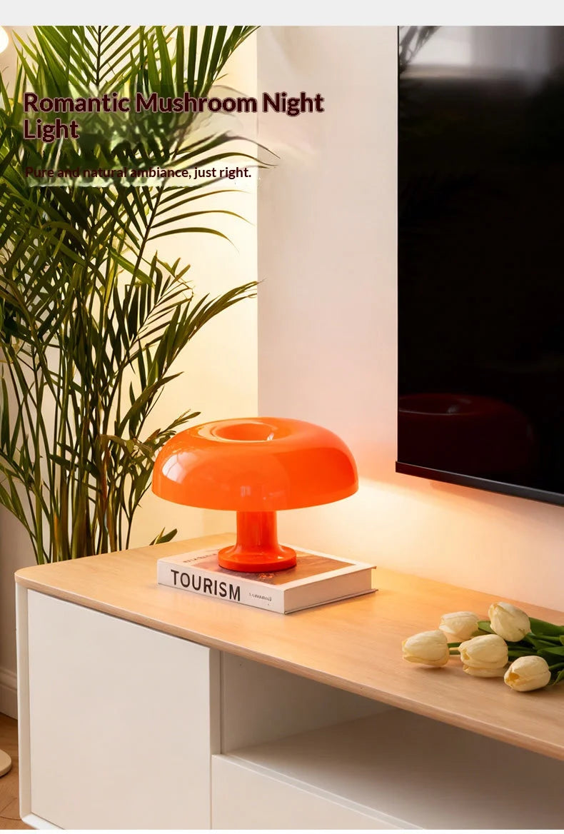 Lampe de table LED en forme de champignon, minimaliste, moderne, lampe de chevet pour chambre à coucher, design danois, lampe de table décorative orange Sunova Home