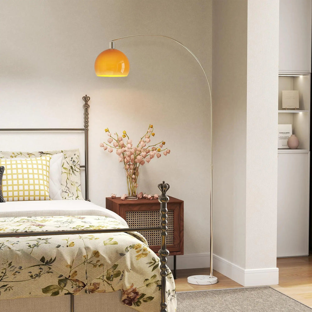 Lampadaire sur pied salon, lampe sur pied, abat-jour minimaliste à haut mât et interrupteur à pied, 26x90x180cm, orange Sunova Home