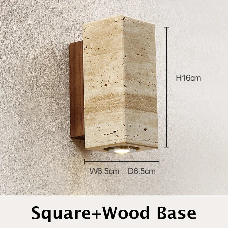 Wabi Sabi jaune marbre applique Led chevet japon chambre salon applique murale travertin escalier couloir décor applique Sunova Home