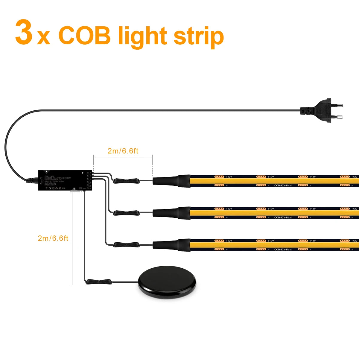 Bande lumineuse LED PCB noire à intensité variable tactile, bande COB pour calandre acoustique en bois de noyer, panneau mural de fond de télévision et décor d'armoire Sunova Home