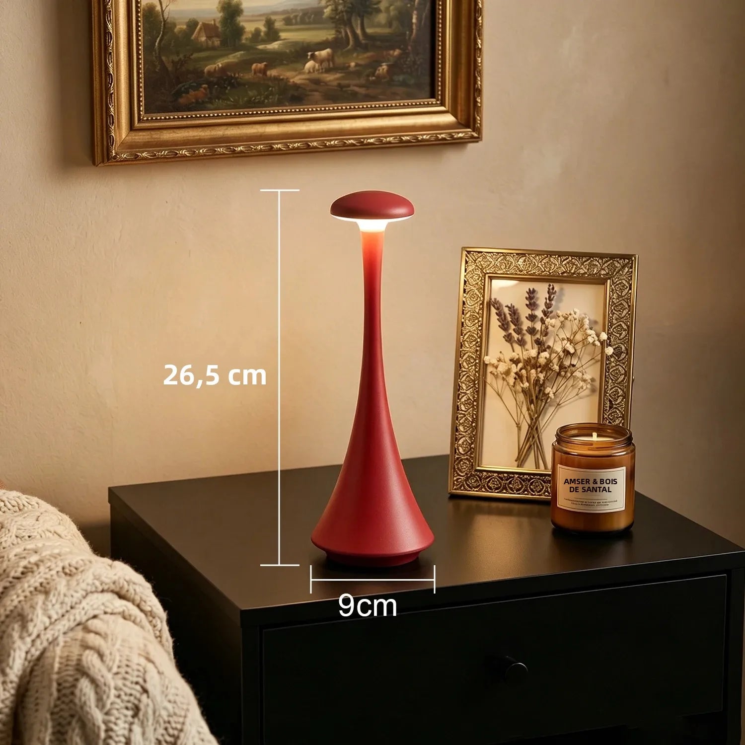 Lampe de table champignon GGbingo rechargeable sans fil à commande tactile, lampe de bureau créative USB-C, lumière d'ambiance pour chambre à coucher Sunova Home