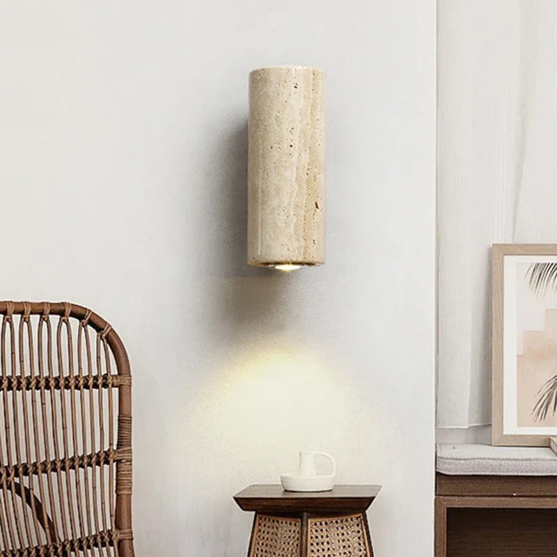 Wabi Sabi jaune marbre applique Led chevet japon chambre salon applique murale travertin escalier couloir décor applique Sunova Home