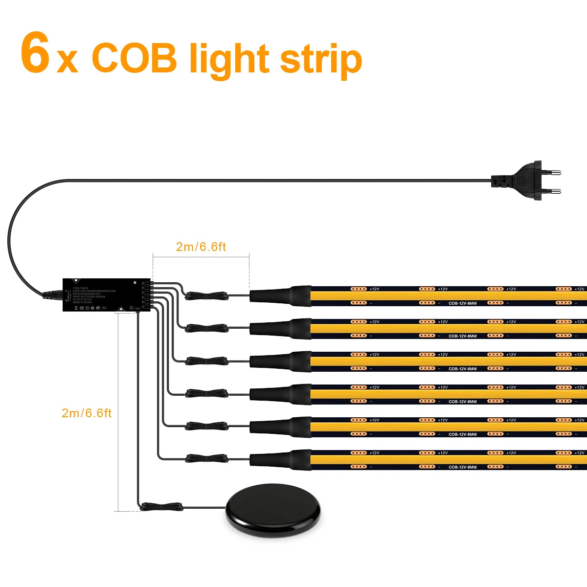 Bande lumineuse LED PCB noire à intensité variable tactile, bande COB pour calandre acoustique en bois de noyer, panneau mural de fond de télévision et décor d'armoire Sunova Home