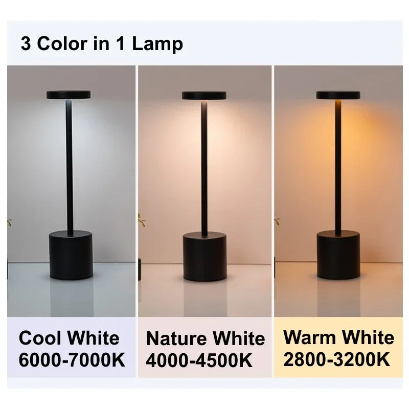 Lampe de Table LED sans fil en alliage Rechargeable, 3 couleurs, interrupteur tactile, veilleuse de Style nordique, pour maison, Bar, Restaurant, ambiance, lampe de bureau Sunova Home