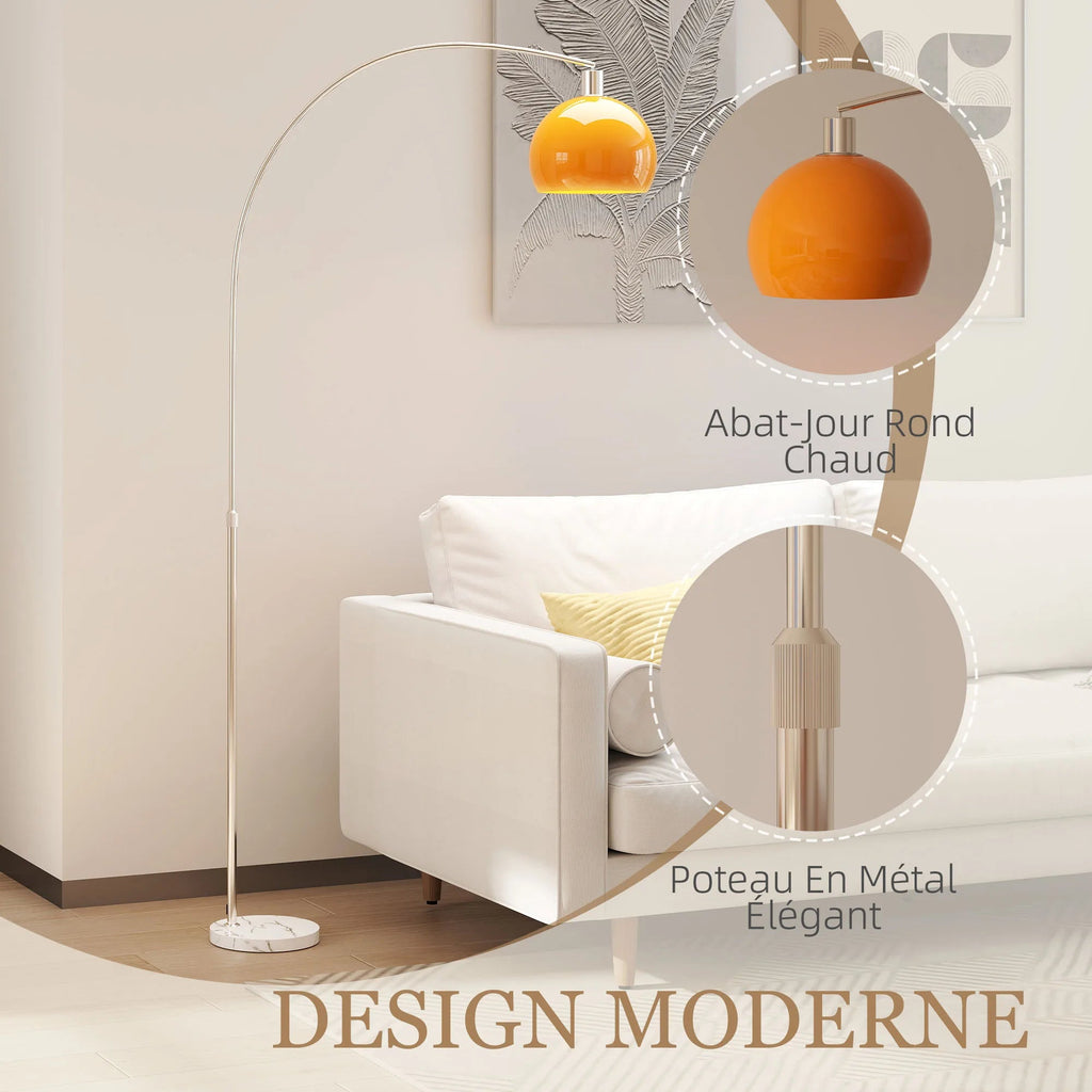 Lampadaire sur pied salon, lampe sur pied, abat-jour minimaliste à haut mât et interrupteur à pied, 26x90x180cm, orange Sunova Home