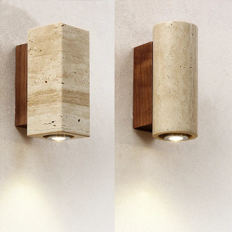 Wabi Sabi jaune marbre applique Led chevet japon chambre salon applique murale travertin escalier couloir décor applique Sunova Home