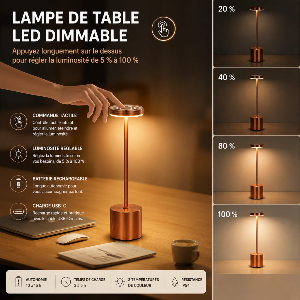 LUCIA™ — Lampe de Table Sans Fil Sunova Home